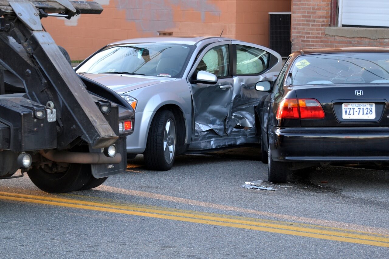 Crashed car before after